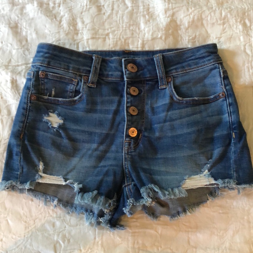 American Eagle Mid-rise denim distressed shorts